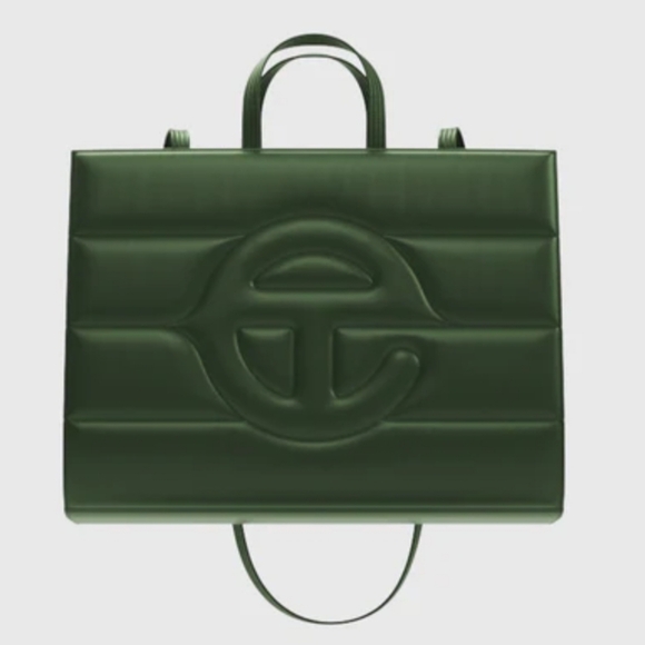 NWT Telfar Puff Shopper Green Quilted Tote  Bag - Picture 2 of 8